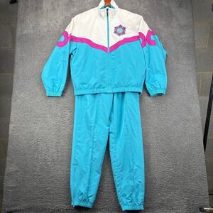 Vintage HEAD Tracksuit Set Mens Small 90s Full Zip Teal Blue Pink White‎ Retro